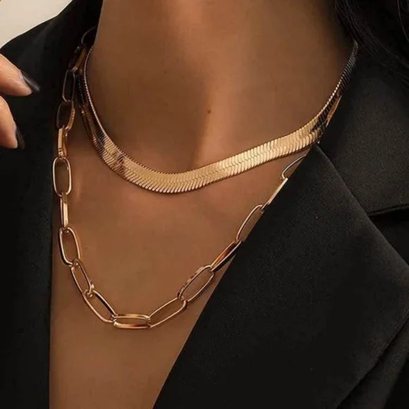 Unique 14K Gold Necklace Layered - Picture 1 of 2
